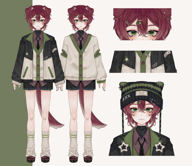 紅髮狗狗(繪製完成) NT18000 穿脫外套 帽子差分+按鍵表情*3